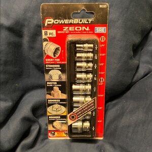 PowerBuilt Zeon 8-Piece SAE Socket Set - Silver